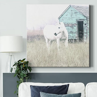 Colorful Animals Painting Wall Art on Canvas Modern Abstract Artwork, High Key Horse I Wall Art, Ready to Hang, 40'' x 40''
