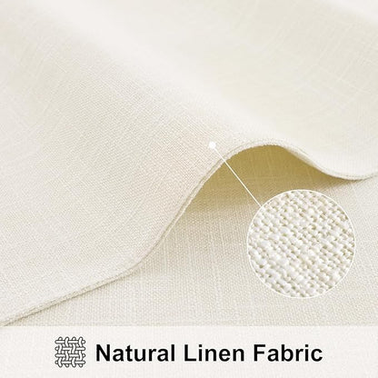 homing Cotton Linen Placemats Set of 6 and Table Runner 90" Long, Cream Washable Cloth Place Mats with Table Runner for Indoors & Outdoors, Easy to Clean