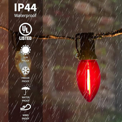 25 Pack C9 LED Multicolor Christmas Light Bulb, C9 Shatterproof LED Multicolor Bulb for Christmas Outdoor String Lights, E17 Intermediate Base Night Light Bulb, 0.6W Commercial Grade Dimmable Bulbs