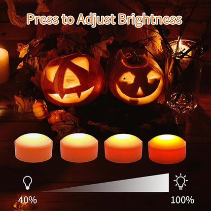 Halloween LED Pumpkin Lights, 2 Pack Battery Operated Jack-O-Lantern Lights with Remote Control and Timers, Orange Flickering Flameless Candles Ideal for Halloween Pumpkin Decorations