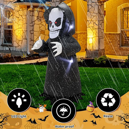 TRMESIA 4FT Halloween Ghost Inflatable Blow up Death God Decoration with LED Lights Indoor Outdoor Party Holiday Lawn Graden Holiday Decoration