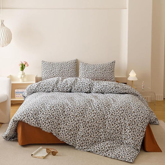 Cottonight Leopard Comforter Set Full Animal Cheetah Print Bedding Set 3 Pieces Leopard Print Comforter Fluffy Soft Bedding Set Kids Teens Full Comforter with 2 Pillowcases
