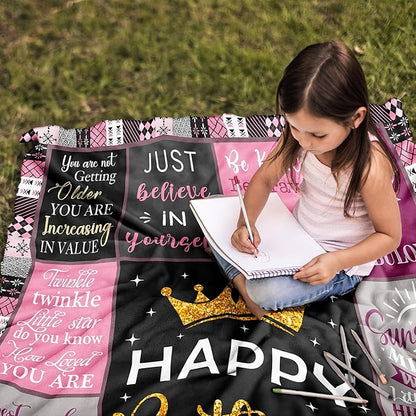 Birthday Gifts for Girls/Her, Happy Birthday Decorations Blanket 40"X50", Birthday Gifts for Teen Girls, Birthday Gifts for Daughter/Granddaughter/Friend/Sisters, Girls Birthday Gift Ideas