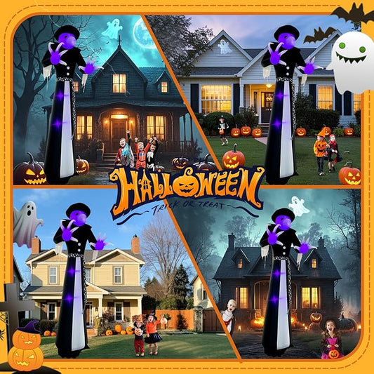 Halloween Inflatables Witch Decorations Outdoor - 12FT Giant Witch Halloween Blow up Yard Decorations with LED Build-in for Garden Lawn Indoor Party Decor