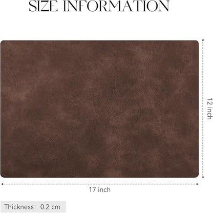 MOSAYT Vinyl Placemats Set of 8-12 X 17 Inch - Faux Leather 100% Waterproof Oil-Proof Wipeable PU Place Mats, Heat Resistant Reversible Table Mats for Kitchen, Dining, Outdoor (Coffee)