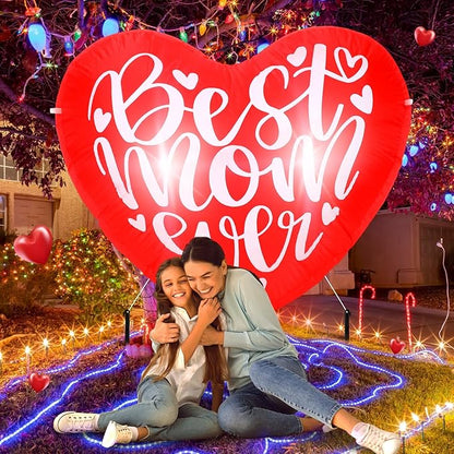 VIHOSE Happy Mother's Day Inflatables Decorations 3.9 ft Best Mom Ever Blow up Decor Heart LED Lights Inflatable Decor for Outdoor Yard Garden Lawn Decoration Mom Gifts Party Supplies