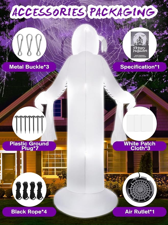 Kalolary 12 FT Halloween Inflatable Mummy Outdoors Decorations Blow Up Lighted Yard Decoration Mummy Inflatable with Build-in Light Scary Inflatables for Holiday Yard Garden Lawn Indoor Outdoor Decor