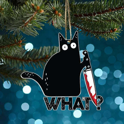 Black Cat Christmas Ornaments - Black Kitten Xmas Decor Tree Hanging - 2024 Christmas Ornament for Cat Lovers