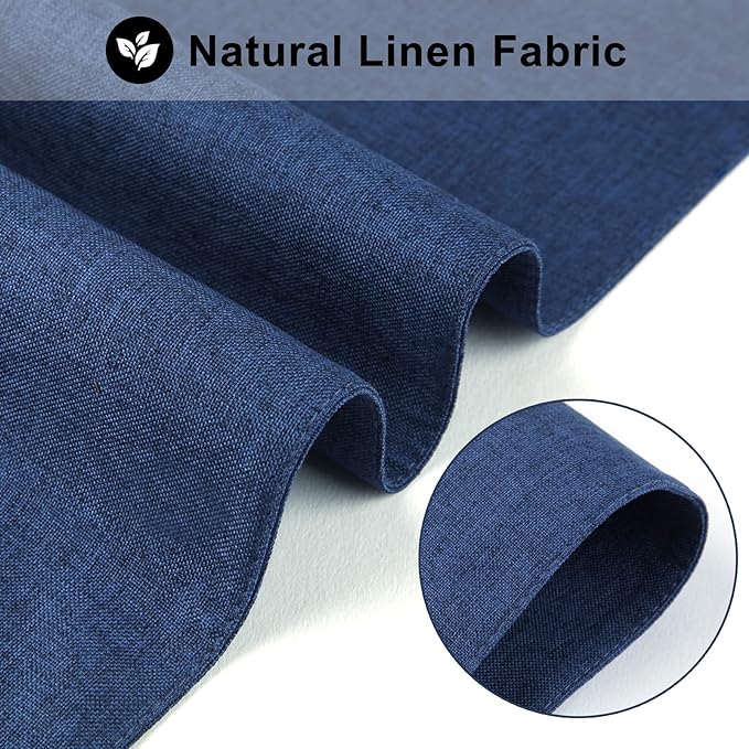 Cloth Placemats Set of 6, Cotton Linen Blend Machine Washable Durable Linen Table Mats, Heat Resistant Placemats Wrinkle Free Place Mats for Dining Table, Easy to Clean (Navy Blue, 6)