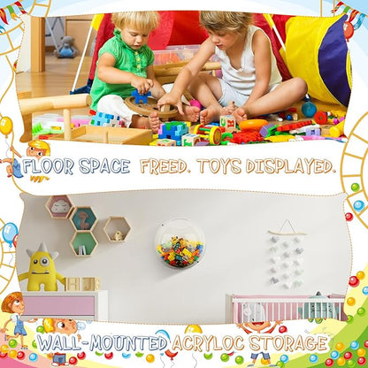 Yungyan 2 Pcs Acrylic Toy Dispenser for Wall Mounted Wall Toy Organizer for Kids Hanging Storage Display Acrylic Organizer Clear Storage Bin for Nursery Playroom Cars Trains(Classic Style)