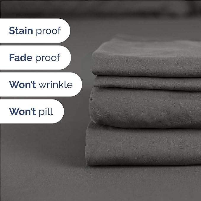 CGK Linens Full 6 Piece Sheet Set - Cooling Sheets for Hot Sleepers - Hotel Luxury Bedding Set with 8-16 Inch Deep Pockets - 1 Flat & 1 Fitted & 4 Pillowcases - Soft, Comfy and Wrinkle Free - Charcoal