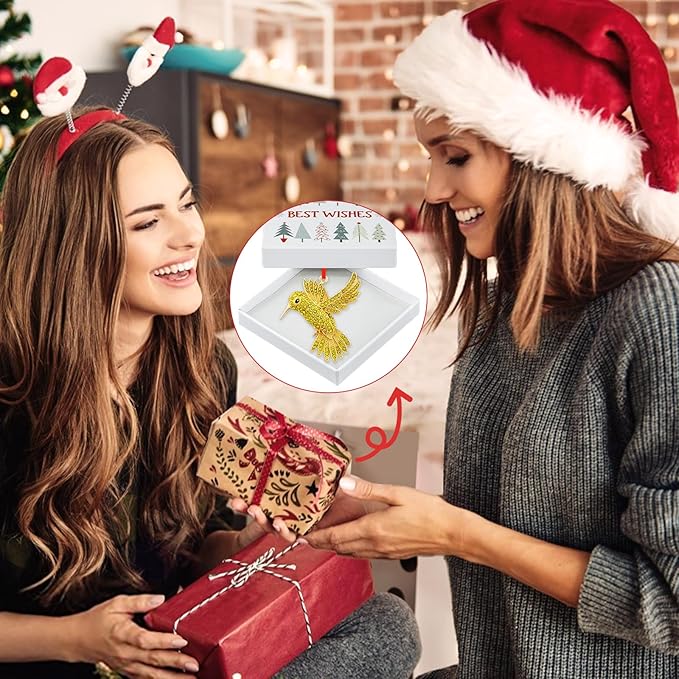 PETCEE Hummingbird Ornaments for Christmas Tree - Gold Bird Christmas Ornament Metal Hummingbird Ornaments Hanging Decor Keepsake Gifts for Women Mother Wife Grandma Friends