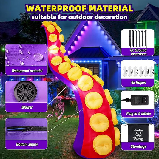 Max Fun 1pc Halloween Inflatables Decorations Inflatable Octopus Tentacles Outdoors Decorations with LED Lights Built-in Blow Up Yard Decoration for Outdoor Garden Lawn (Tentacles - A)