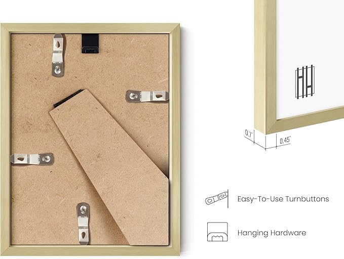 HAUS AND HUES 6x8 Gold Metal Picture Frames - 6x8 Frames Bulk - Features Premium Aluminum, Vertical Hanging, Easel Back for Tabletop, Home, Office (6x8 in, Gold, Set of 25)