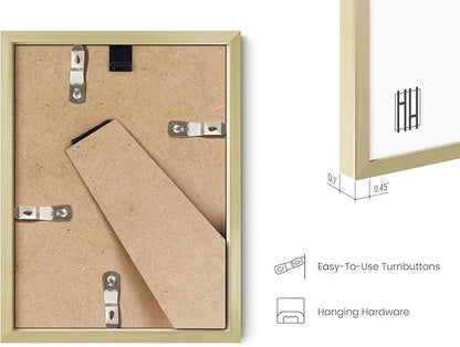 HAUS AND HUES 6x8 Gold Metal Picture Frames - 6x8 Frames Bulk - Features Premium Aluminum, Vertical Hanging, Easel Back for Tabletop, Home, Office (6x8 in, Gold, Set of 25)