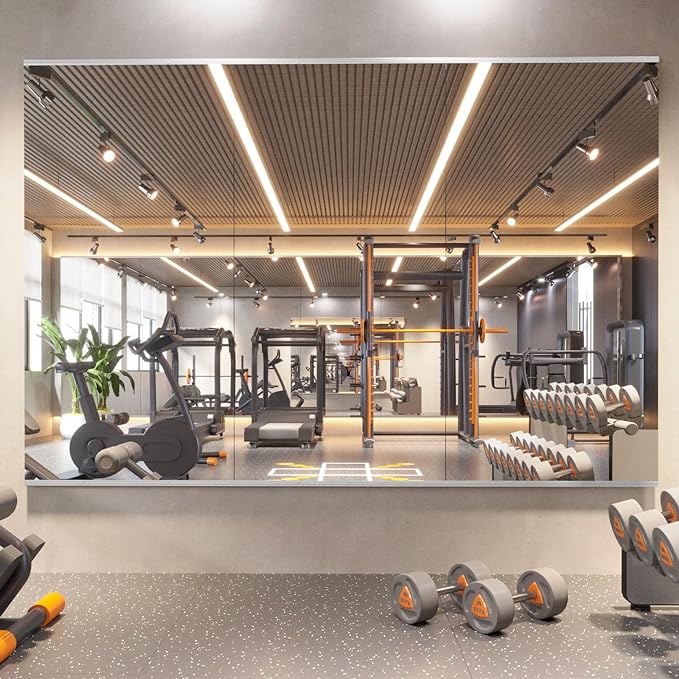Home Gym Mirror, 56X24 Inch(Each)-3Pcs, Large Exercise Mirror, Frameless Full Body Mirror, Tempered Glass, Wall Mounted for Gym, Yoga, Bedroom, Dance Studio