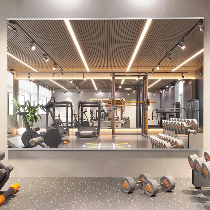 Home Gym Mirror, 65X24 Inch(Each)-3Pcs, Large Exercise Mirror, Frameless Full Body Mirror, Tempered Glass, Wall Mounted for Gym, Yoga, Bedroom, Dance Studio