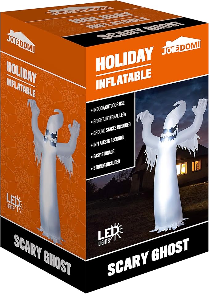 Joiedomi 12 FT Tall Halloween Inflatables Ghost Outdoor Decorations, Inflatable Yard Decorations, Blow Up Ghost Halloween Decor with Build-in LEDs for Scary Decor