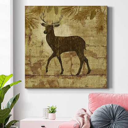 Colorful Animals Painting Wall Art on Canvas Modern Abstract Artwork, Country Deer Wall Art, Ready to Hang, 40'' x 40''