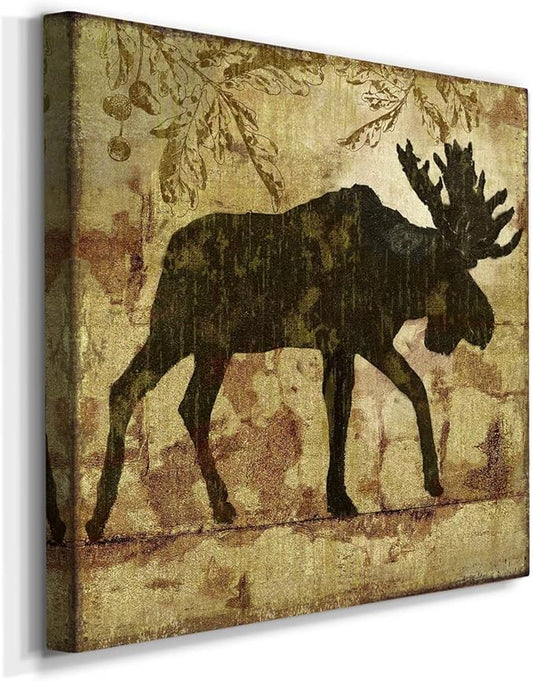 Abstract Wall Art Animals Poster for Bedroom and Living room,Country Moose Wall Art, Ready to Hang, 24'' x 24''