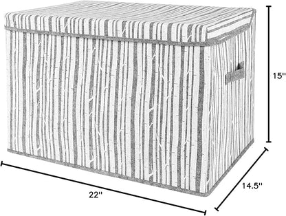 Sammy & Lou Collapsible Felt Soft Toy Box Toy Chest for Toddlers Toy Storage Organizer with Handles and Hinged Lid, 22 x 14.5 x 15 inches, Birch