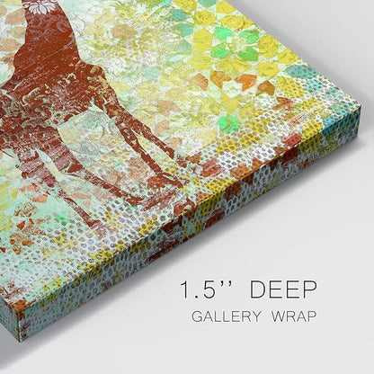 Colorful Animals Painting Wall Art on Canvas Modern Abstract Artwork, Bali Giraffe Wall Art, Ready to Hang, 40'' x 40''