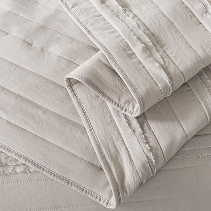 HoneiLife Queen Quilt Bedding Set - 3 Pieces Washed Microfiber Quilt Sets Lightweight Bedspreads Ultra Soft Coverlets Vintage Bed Cover Ruffled Bedding Set All Season Quilts-Sandy