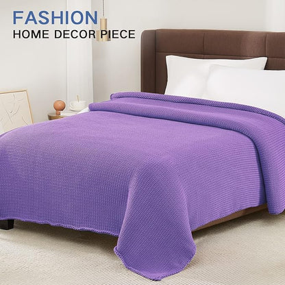 Knitted Weighted Blanket(Purple 50"x60" 5lbs),Home Décor Cooling Throw Blanket for Hot Sleepers,Hand Made Chunky Knit Heavy Blanket Use on Twin Size Bed
