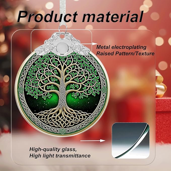 Tree of Life Stained Glass Christmas Ornament - Hanging Ornaments for Christmas Tree Decorations -Holiday Keepsake Present Exchange Idea -1