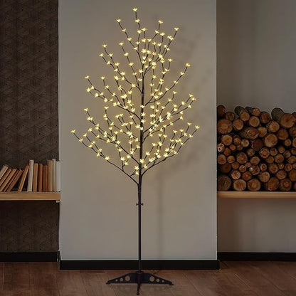 LIGHTSHARE 6.5 feet 208L LED Lighted Cherry Blossom Tree, Warm White, Decorate Home Garden, Spring, Summer, Wedding, Birthday, Christmas Holiday, Party, for Indoor and Outdoor Use