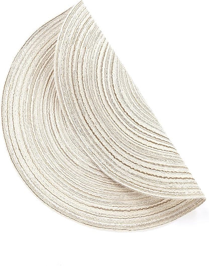 SHACOS Placemats Set of 8 Round Braided Place Mats 15 inch Washable Table Mats for Home Wedding Holiday Party (Ivory, 8)