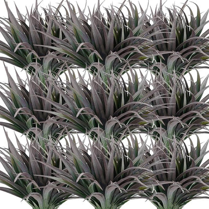 Artificial Fake Grass, 24 PCS Outdoor Faux Plastic Plants Greenery UV Resistant for Outside Home Window Box Garden Office Patio Hanging Planter Front Porch Décor (Dark Green +Red)