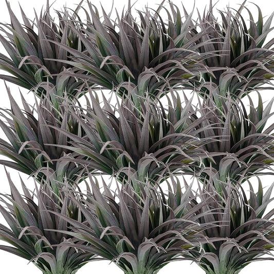 Artificial Fake Grass, 24 PCS Outdoor Faux Plastic Plants Greenery UV Resistant for Outside Home Window Box Garden Office Patio Hanging Planter Front Porch Décor (Dark Green +Red)