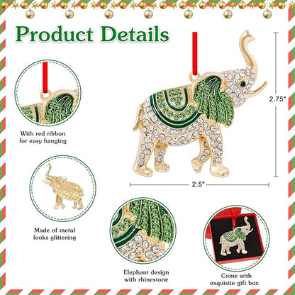 WhatSign Elephant Christmas Ornament - Metal Ornament for Christmas Tree Decorations Cute Hanging Ornament Keepsake Gifts for Kids Girls