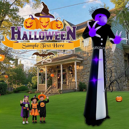 Halloween Inflatables Witch Decorations Outdoor - 12FT Giant Witch Halloween Blow up Yard Decorations with LED Build-in for Garden Lawn Indoor Party Decor