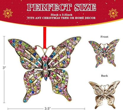 WhatSign Butterfly Christmas Ornaments - Metal Monarch Butterfly Ornament for Christmas Tree Decorations Unique Christmas Keepsake Ornaments Gifts for Girls Women Kids Sister