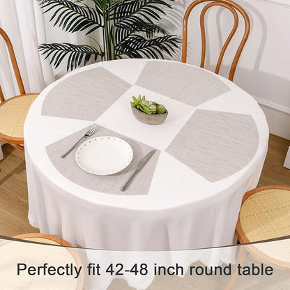 SHACOS Placemats for Round Table Set of 4 Wedge Shaped Placemats Heat Resistant Woven Vinyl PVC Table Mats Wipeable (4, Beige)