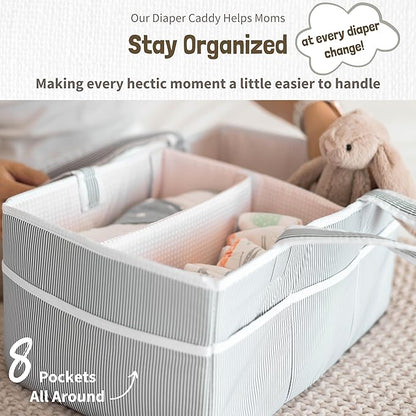 Lily Miles Baby Diaper Caddy Organizer - Girl Nursery Storage Basket Bin - Baby Item - Baby Organizers and Storage - Pink Blush, Large