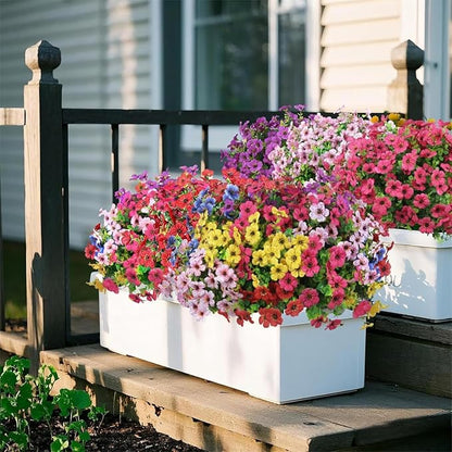CUJMH 20 Bundles Artificial Mums for Outdoors,Funsdecor Mums,UV Resistant No Fade for Outside Porch Garden Pots Planters Autumn Fall Decor,Look Real, Full, Vibrant