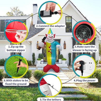 7 FT Halloween Inflatables Giant Outdoor Decorations Blow Up Yard Scary Clown Holding 75 Degrees Swings Sickle with Built-in LEDs for Garden Lawn Indoor Party Decor