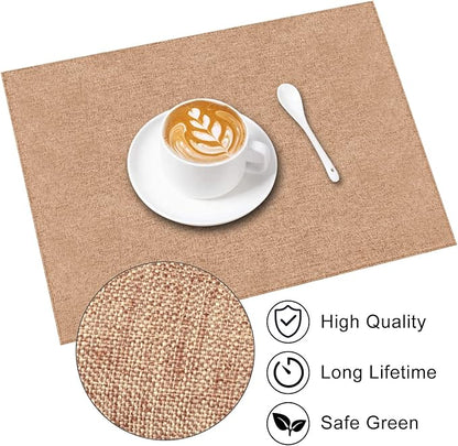 Cloth Placemats Set of 6, Cotton Linen Blend Machine Washable Durable Linen Table Mats, Heat Resistant Placemats Wrinkle Free Place Mats for Dining Table, Easy to Clean (Linen, 6)