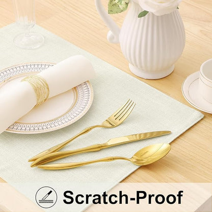 homing Cream Cloth Placemats Set of 12 – Cotton Linen Blend Washable Farmhouse Dining Table Mats for Indoors & Outdoors, Easy to Clean, 13 x 19 Inch