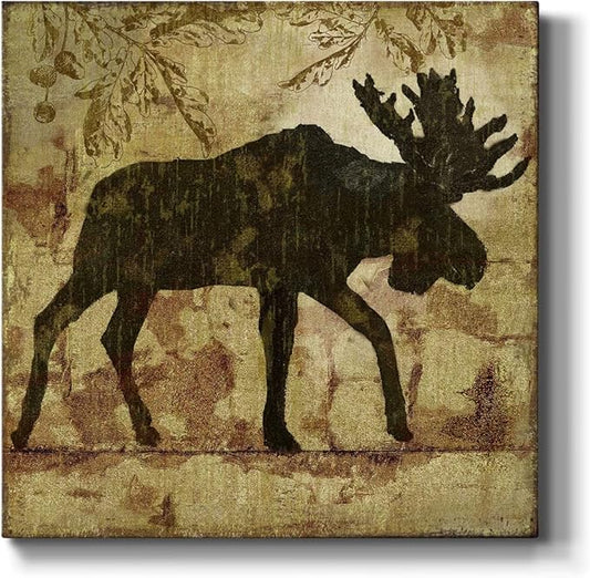 Abstract Wall Art Animals Poster for Bedroom and Living room,Country Moose Wall Art, Ready to Hang, 24'' x 24''