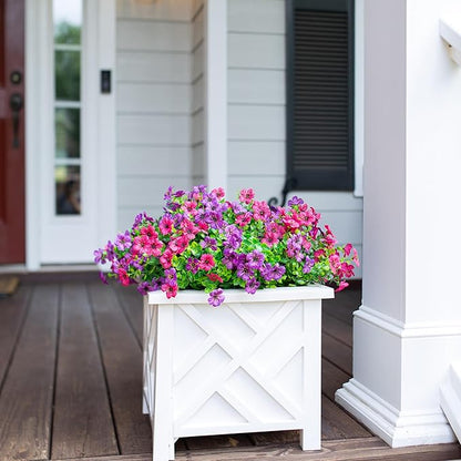 Artificial Fake Outdoor Outside Flowers Plants for Spring Summer Decoration, 12 Bundles Faux Silk Mix Daisy UV Resistant Look Real for Planter Pot Front Door Porch Patio Garden Yard
