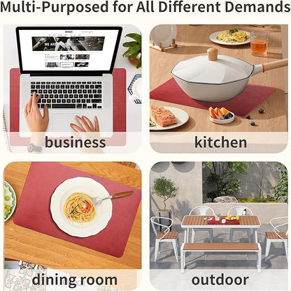 Maxpearl Faux Leather Placemats Set of 6 - Waterproof - Wipe Clean - Heat Resistant - Anti Slip Dining Table Place Mats, Suitable for Indoor & Outdoor Use, 17’’x12’’, Red