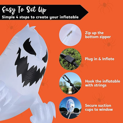 Joiedomi 4.5 FT Tall Halloween Inflatable Ghost Outdoor Decoration, Ghost Blow Up Yard Decorations with Rotating LED for Scary Halloween Decor, Window Decor
