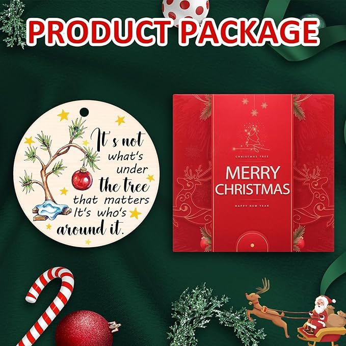 Tree Quote 2 Christmas Tree Ornaments, Funny Christmas Ornaments 2025, Ceramic Christmas Tree Ornaments for Family Friends, Cute Holiday Hanging Decor, Sentimental Xmas Gift Keepsake