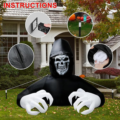 BOHON 7 FT Halloween Inflatables Large Grim Reaper with Led Lights Blow Up Yard Prop Decor Scary Inflatable Clearance for Outdoor Indoor Outside Home Holiday Party Garden Lawn Halloween Decorations