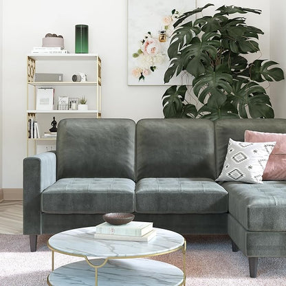 CosmoLiving by Cosmopolitan Strummer Reversible Sectional Couch, Light Gray Sofa, Sectional Couch