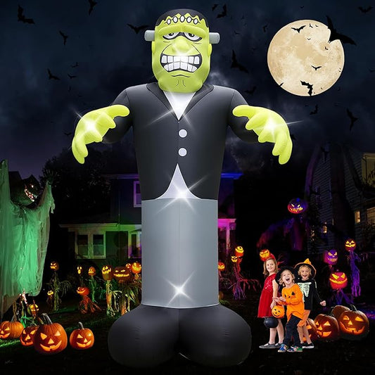 Halloween Inflatables Ghost Decorations Outdoor - 20FT Extra Large Horror Green Monster Halloween Blow up Yard Decorations with LED Build-in for Garden Lawn Indoor Party Decor